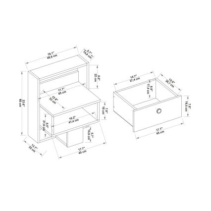 Comodino SNEKER 60x48,6 cm beige/pino atlantic