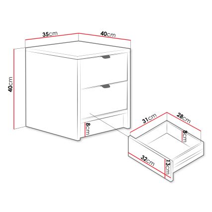 Comodino TIRENO 40x35 cm beige