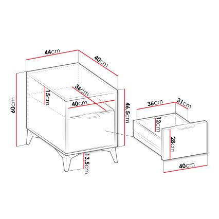 Comodino XYLIX 60 x 44 cm beige