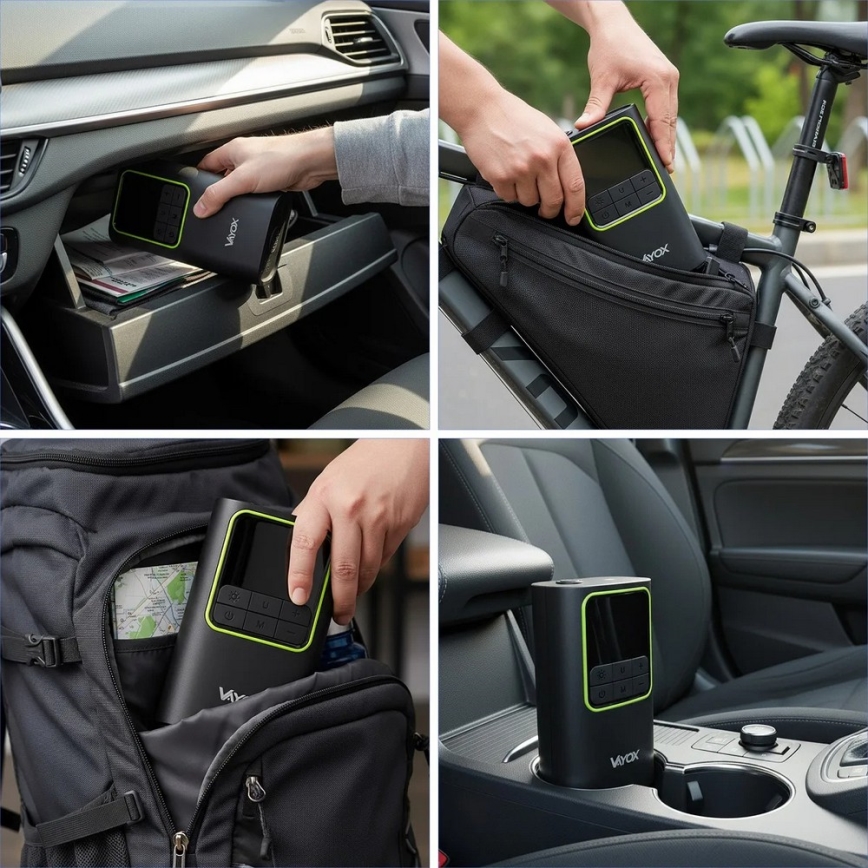 Compressore d'aria digitale tascabile 5V 4000 mAh, nero