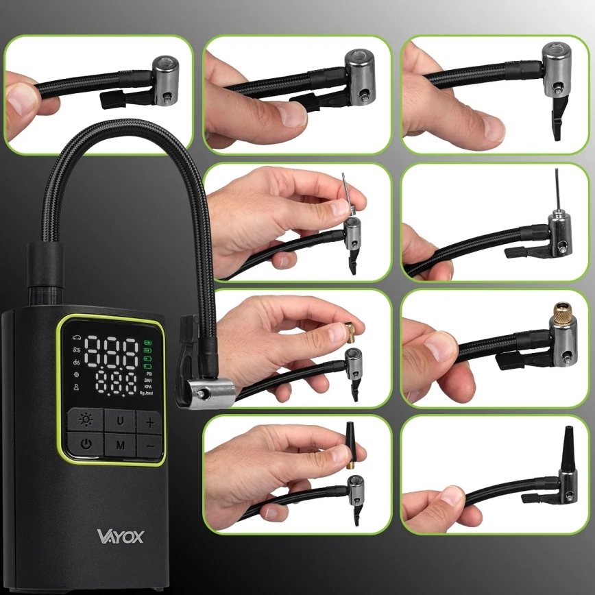 Compressore d'aria digitale tascabile 5V 4000 mAh, nero