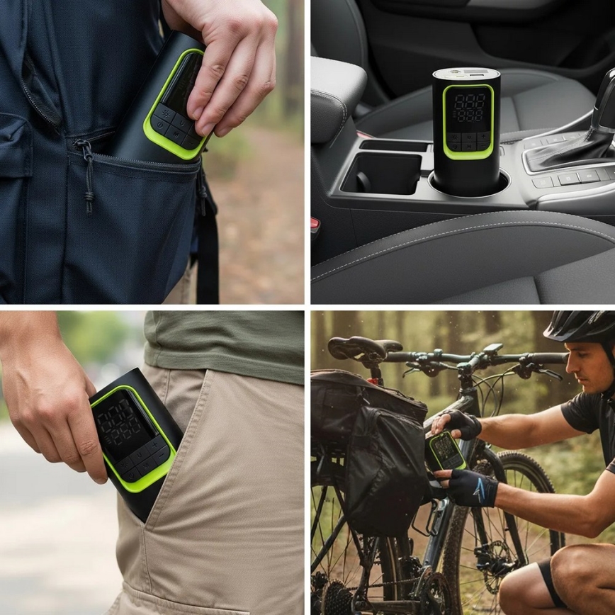 Compressore digitale tascabile 5V 8000 mAh nero