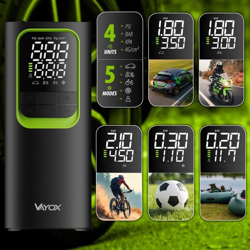 Compressore digitale tascabile 5V 8000 mAh nero