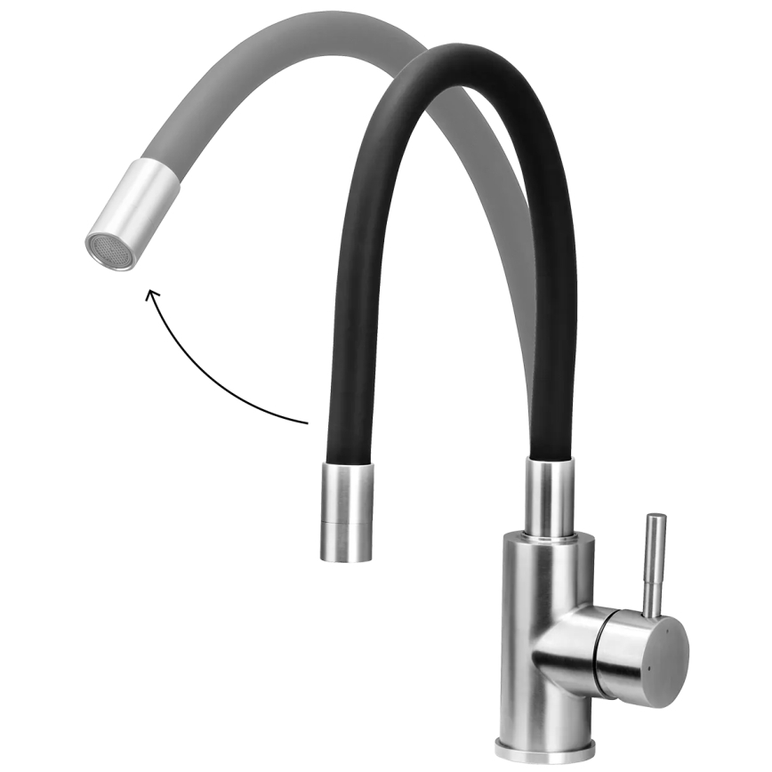 Concept BDC7138 - Miscelatore per lavello con collo flessibile, cromo lucido/nero