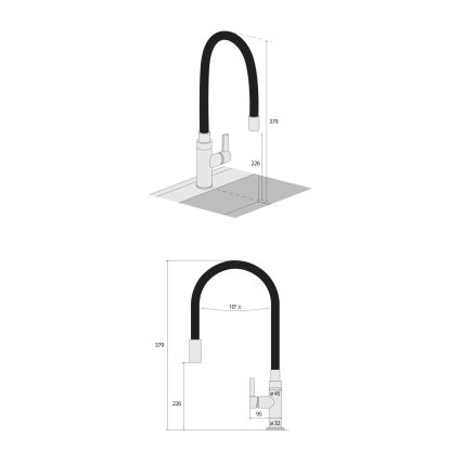 Concept BDC7138 - Miscelatore per lavello con collo flessibile, cromo lucido/nero