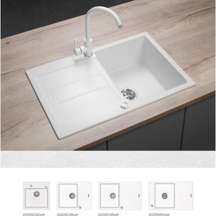 Concept BDG3334WH - Miscelatore per lavello 33,5 cm granito/bianco