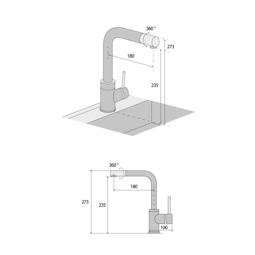 Concept BDG4327BC - Miscelatore per lavello 27,3 cm granito/nero
