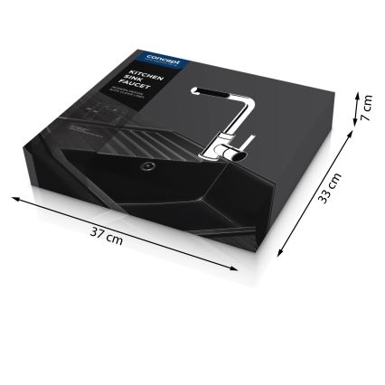 Concept BDG4527BC - Miscelatore per lavello con doccetta estraibile 26,9 cm granito/nero