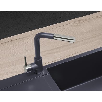 Concept BDG4527DG - Miscelatore per lavello con doccetta estraibile 26,9 cm, finitura granito/grigio scuro