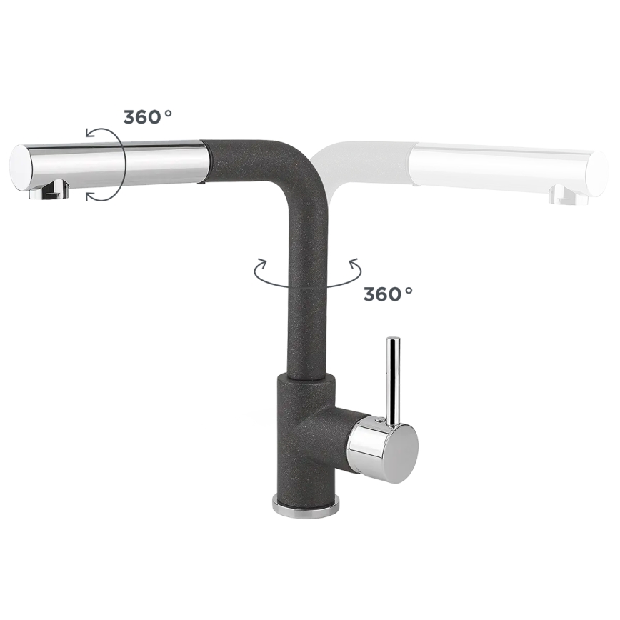 Concept BDG4527DG - Miscelatore per lavello con doccetta estraibile 26,9 cm, finitura granito/grigio scuro