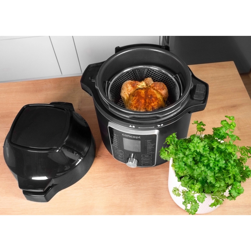 Concept CK8000 - Pentola a pressione elettrica multifunzionale e friggitrice ad aria 5,6 l 11 in 1 1500W/230V nero