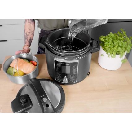 Concept CK8000 - Pentola a pressione elettrica multifunzionale e friggitrice ad aria 5,6 l 11 in 1 1500W/230V nero