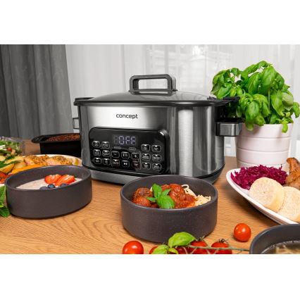 Concept CK9000 - Pentola elettrica multifunzione 6 l 10 in 1 1250W/230V in acciaio inossidabile