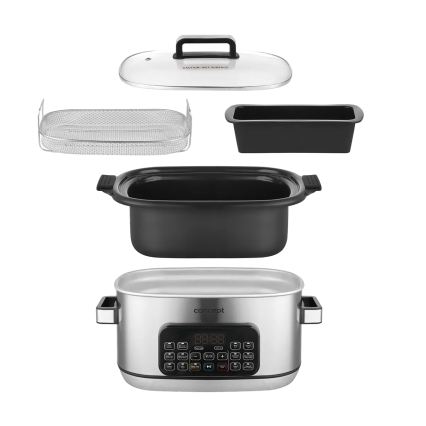 Concept CK9000 - Pentola elettrica multifunzione 6 l 10 in 1 1250W/230V in acciaio inossidabile
