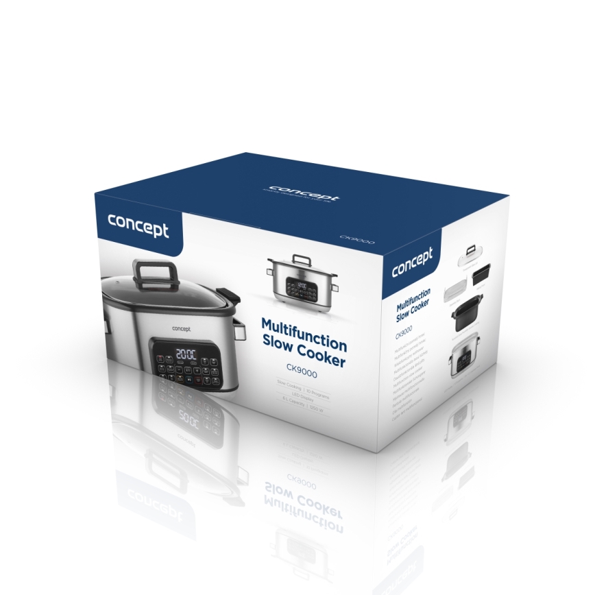 Concept CK9000 - Pentola elettrica multifunzione 6 l 10 in 1 1250W/230V in acciaio inossidabile
