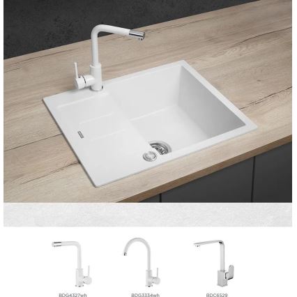 Concept DG05C45WH - Lavello da cucina CUBIS 50x62 cm in granito/bianco