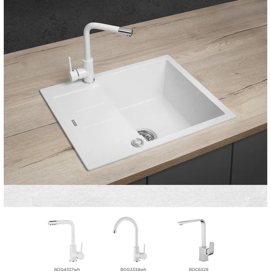 Concept DG05C45WH - Lavello da cucina CUBIS 50x62 cm in granito/bianco