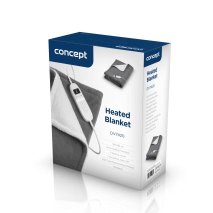 Concept DV7420 - Coperta elettrica riscaldante 160W/230V 180x130 cm grigia/bianca