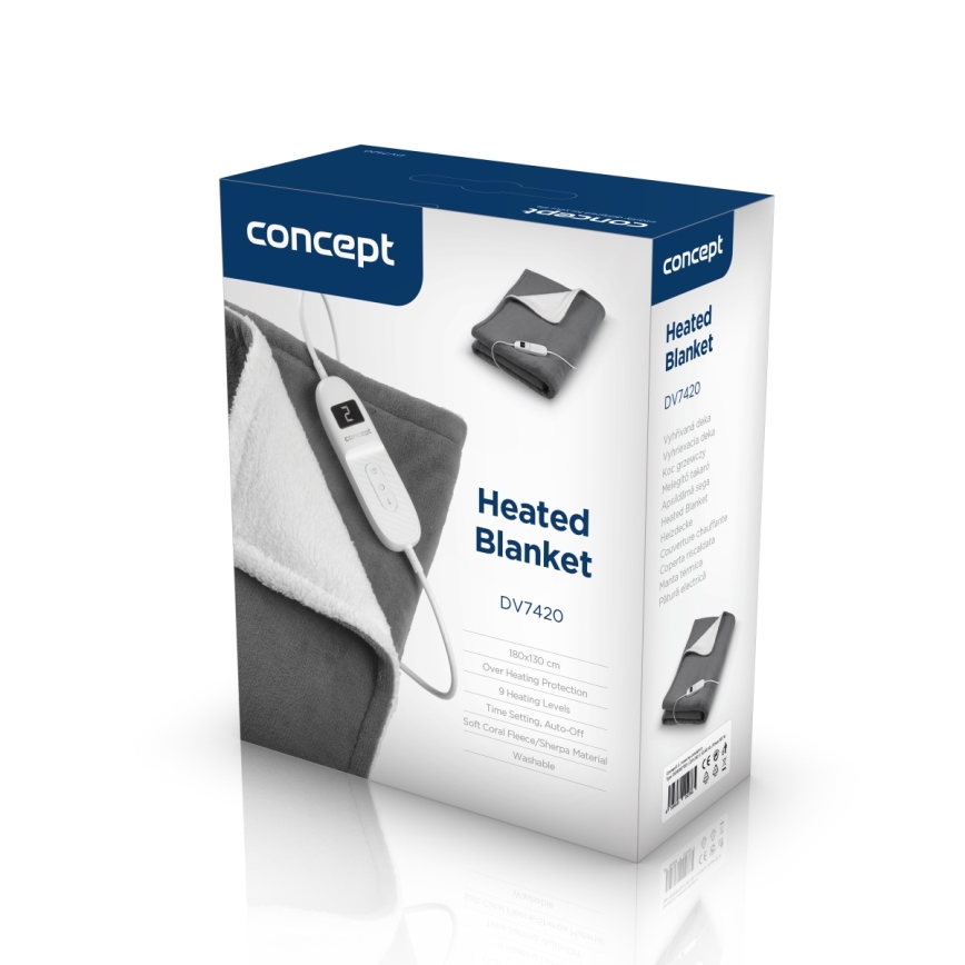 Concept DV7420 - Coperta elettrica riscaldante 160W/230V 180x130 cm grigia/bianca