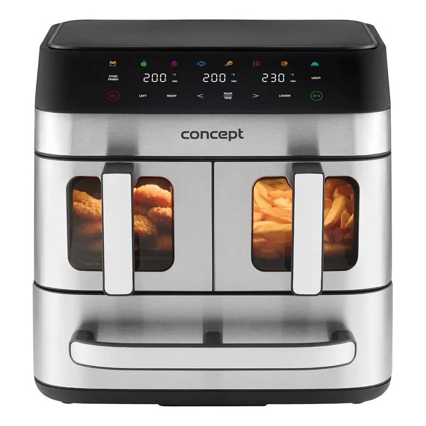 Concept FR9000 - Friggitrice ad aria PIZZA TRIO 18,5 l 2700W/230V inox/nero