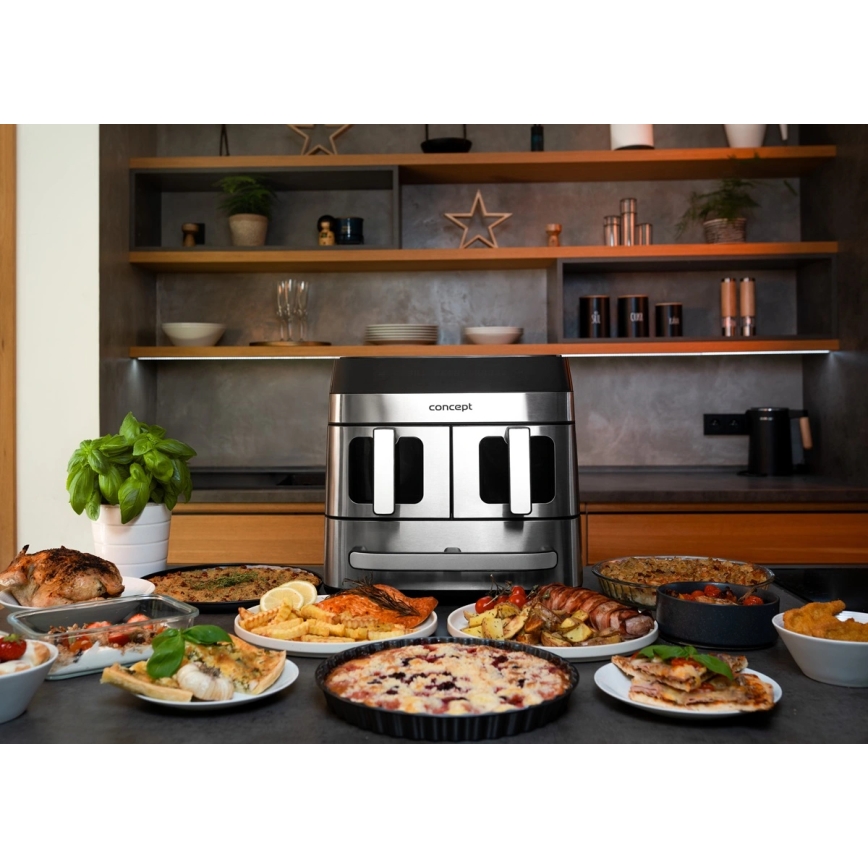 Concept FR9000 - Friggitrice ad aria PIZZA TRIO 18,5 l 2700W/230V inox/nero