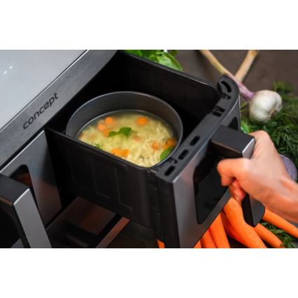 Concept FR9000 - Friggitrice ad aria PIZZA TRIO 18,5 l 2700W/230V inox/nero