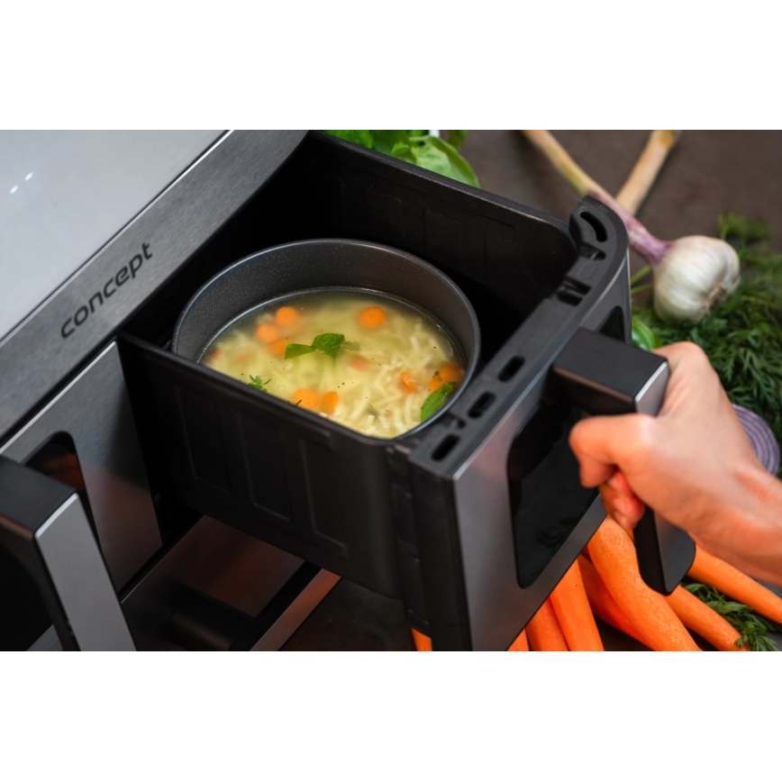 Concept FR9000 - Friggitrice ad aria PIZZA TRIO 18,5 l 2700W/230V inox/nero