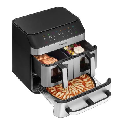 Concept FR9000 - Friggitrice ad aria PIZZA TRIO 18,5 l 2700W/230V inox/nero