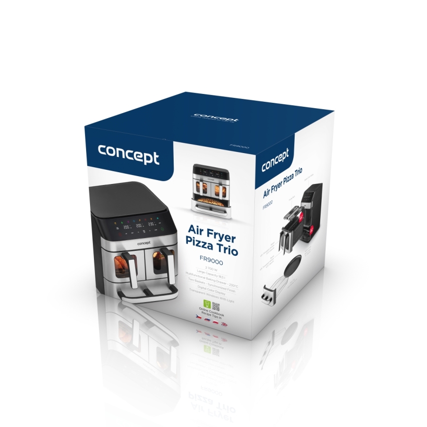 Concept FR9000 - Friggitrice ad aria PIZZA TRIO 18,5 l 2700W/230V inox/nero
