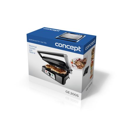 Concept ge2005 - Griglia a contatto 1500W/230V acciaio inossidabile/nero