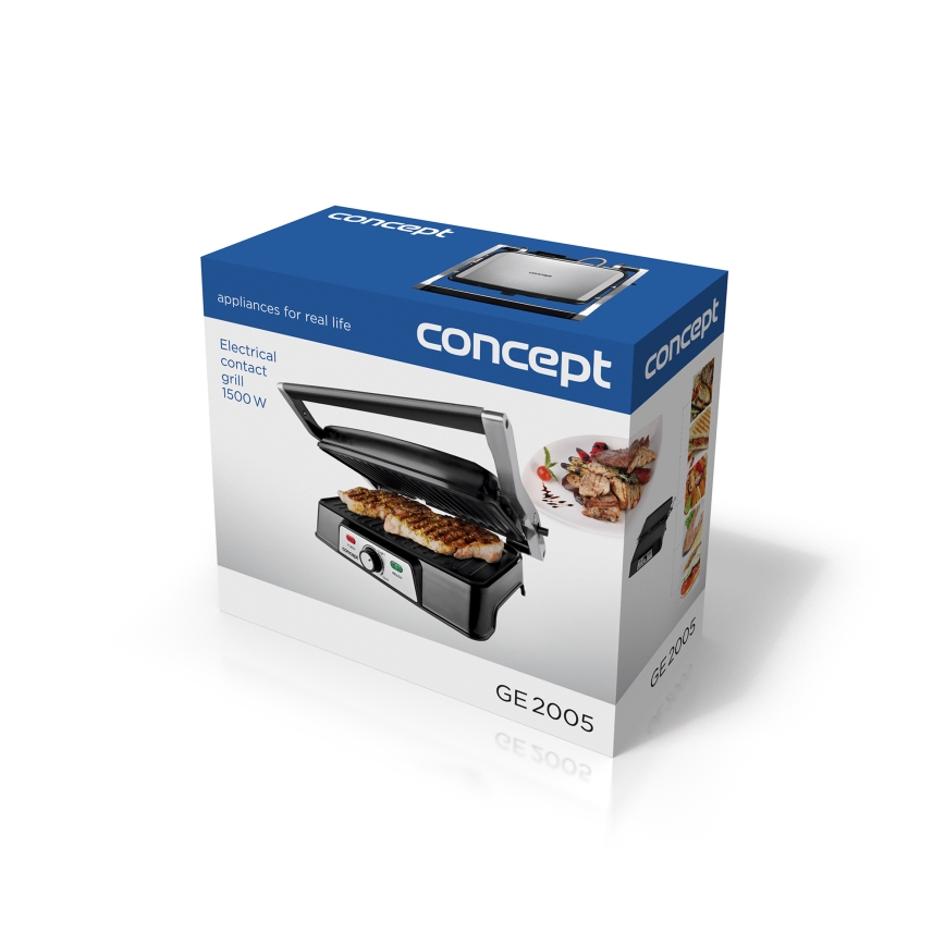 Concept ge2005 - Griglia a contatto 1500W/230V acciaio inossidabile/nero