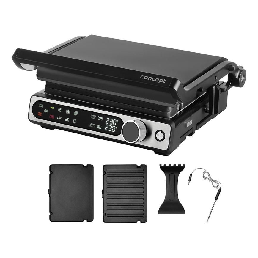 Concept ge3500 - Griglia a contatto con sonda di temperatura 2000W/230V nero