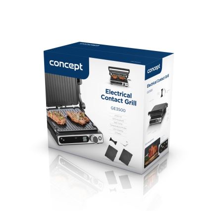 Concept ge3500 - Griglia a contatto con sonda di temperatura 2000W/230V nero