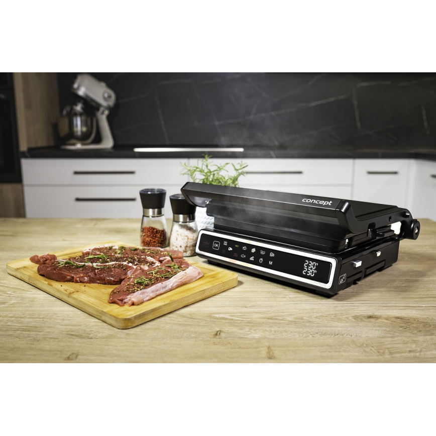 Concept ge3550 - Griglia a contatto con sonda di temperatura 2000W/230V nero
