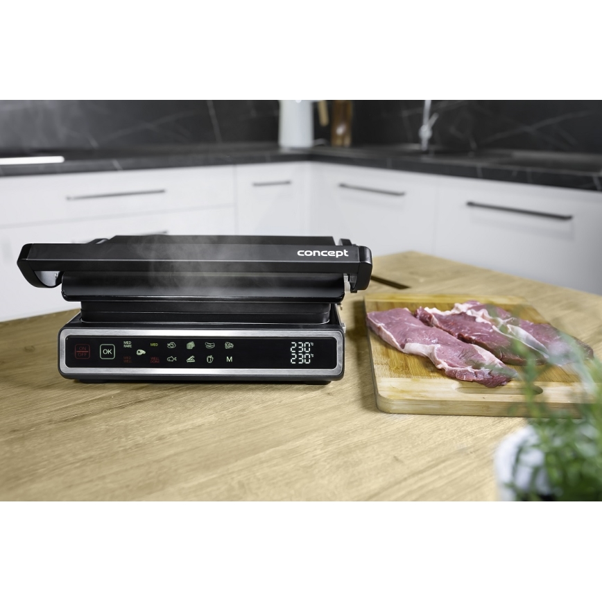 Concept ge3550 - Griglia a contatto con sonda di temperatura 2000W/230V nero