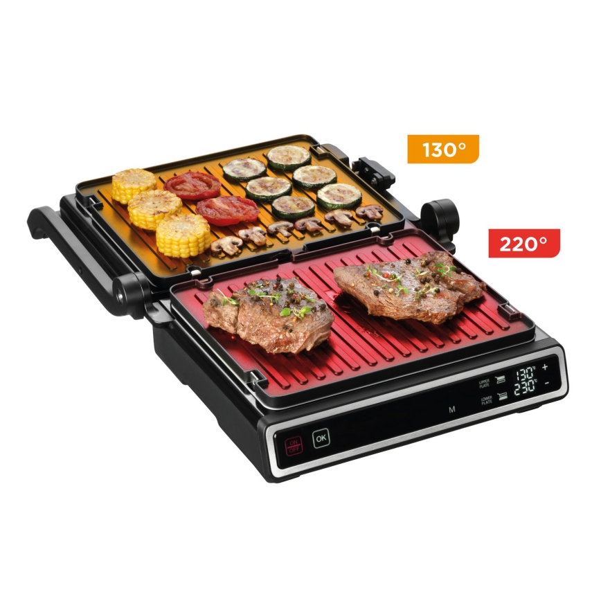 Concept ge3550 - Griglia a contatto con sonda di temperatura 2000W/230V nero