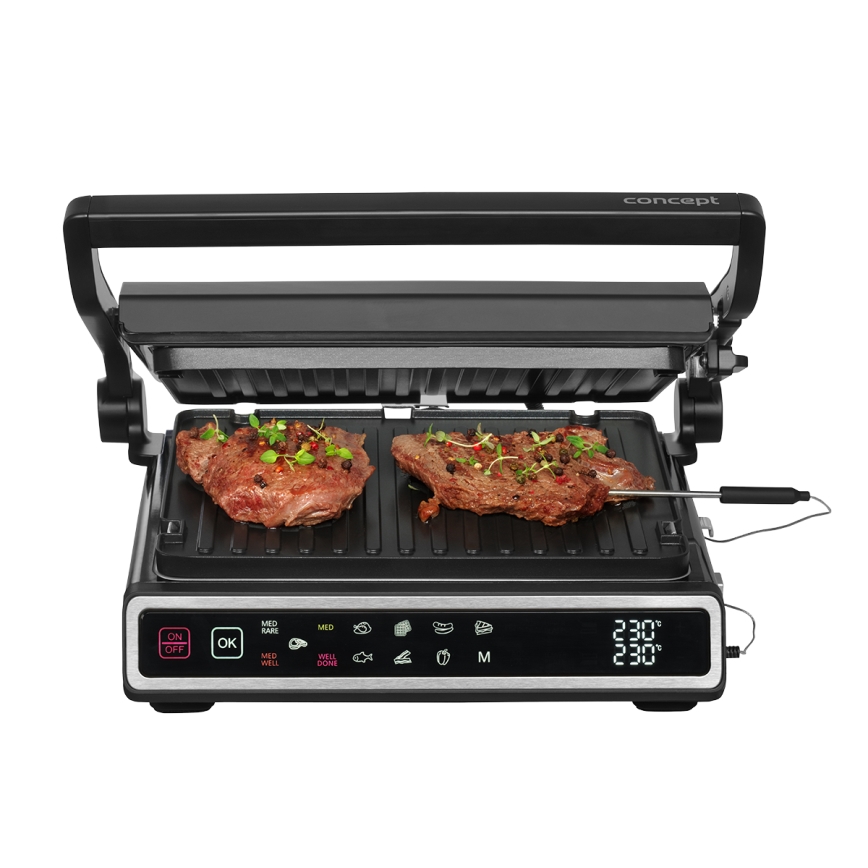 Concept ge3550 - Griglia a contatto con sonda di temperatura 2000W/230V nero