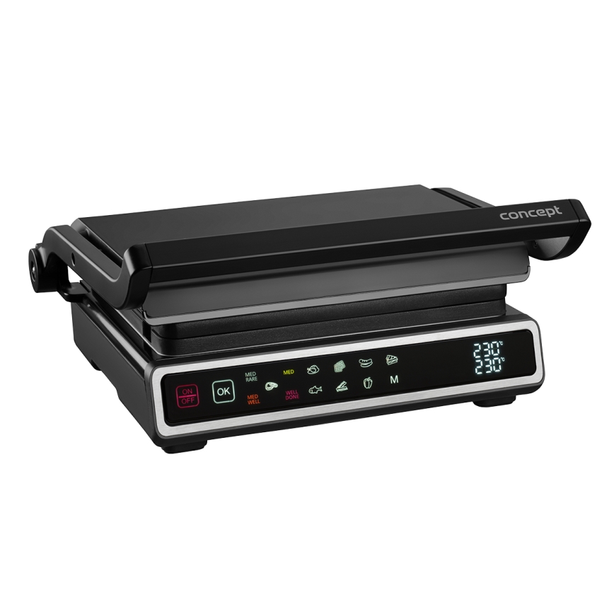 Concept ge3550 - Griglia a contatto con sonda di temperatura 2000W/230V nero