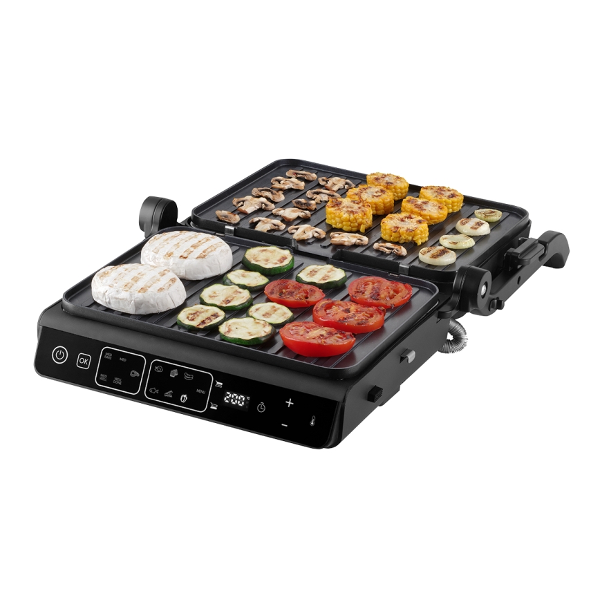 Concept ge3600 - Griglia a contatto con sonda di temperatura GLASS 2000W/230V nero