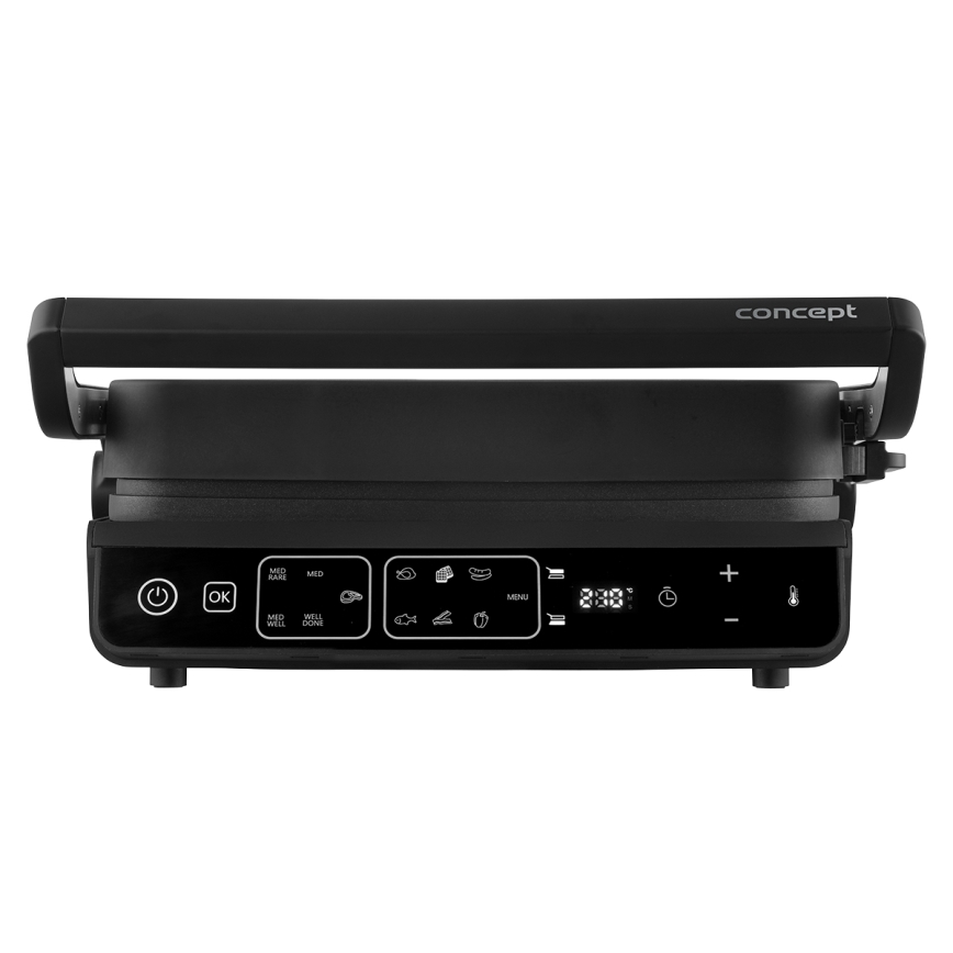 Concept ge3600 - Griglia a contatto con sonda di temperatura GLASS 2000W/230V nero