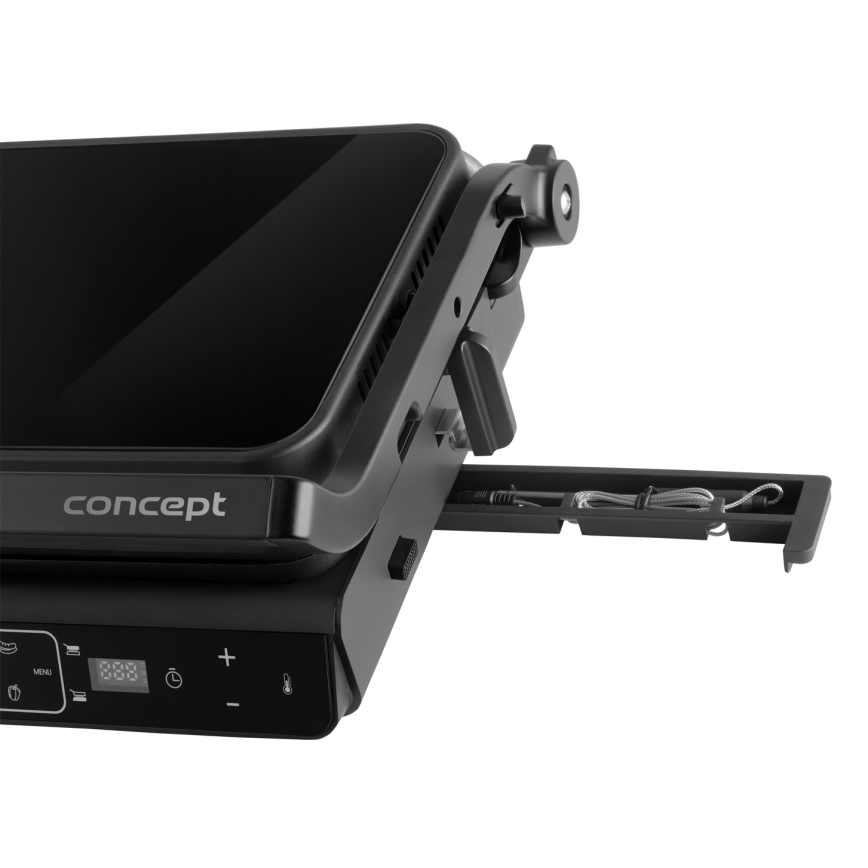 Concept ge3600 - Griglia a contatto con sonda di temperatura GLASS 2000W/230V nero