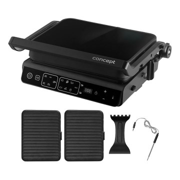 Concept ge3600 - Grill a contatto con sonda di temperatura GLASS 2000W/230V nero