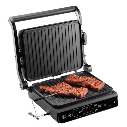Concept ge3600 - Grill a contatto con sonda di temperatura GLASS 2000W/230V nero