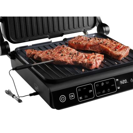 Concept ge3600 - Grill a contatto con sonda di temperatura GLASS 2000W/230V nero