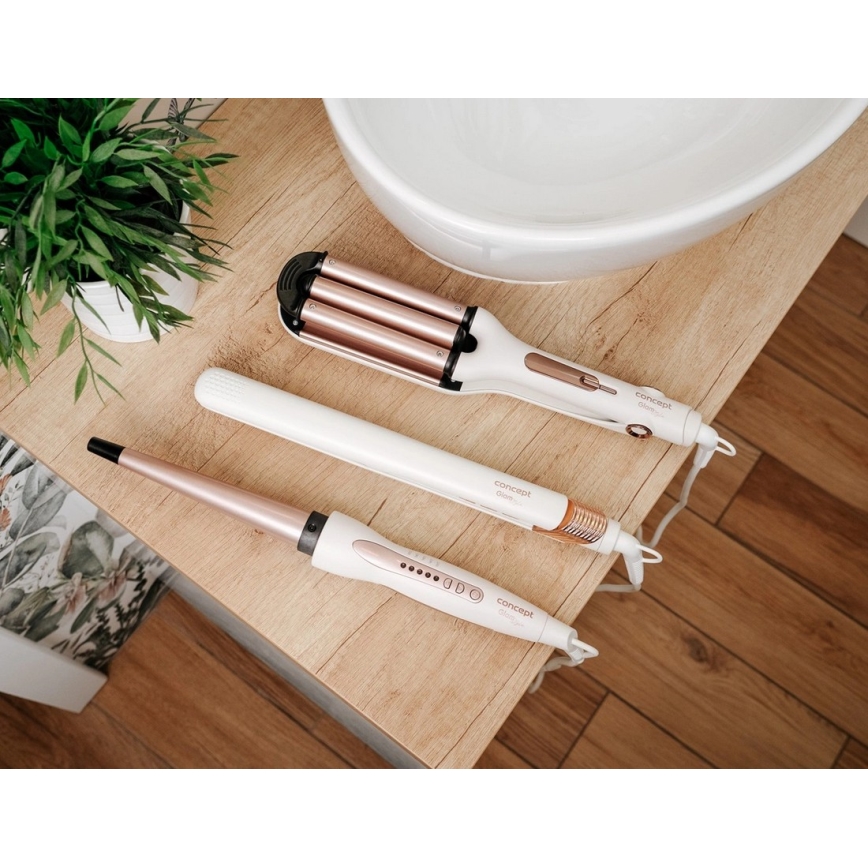Concept KK2125 - Arricciacapelli conico GLAM STYLE 42W/230V bianco/oro rosa