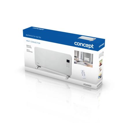 Concept KS4000 - Stufa/convettore elettrico 1000/2000W IP24 bianco + telecomando