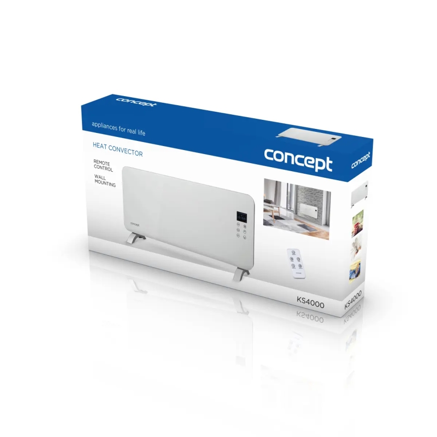 Concept KS4000 - Stufa/convettore elettrico 1000/2000W IP24 bianco + telecomando