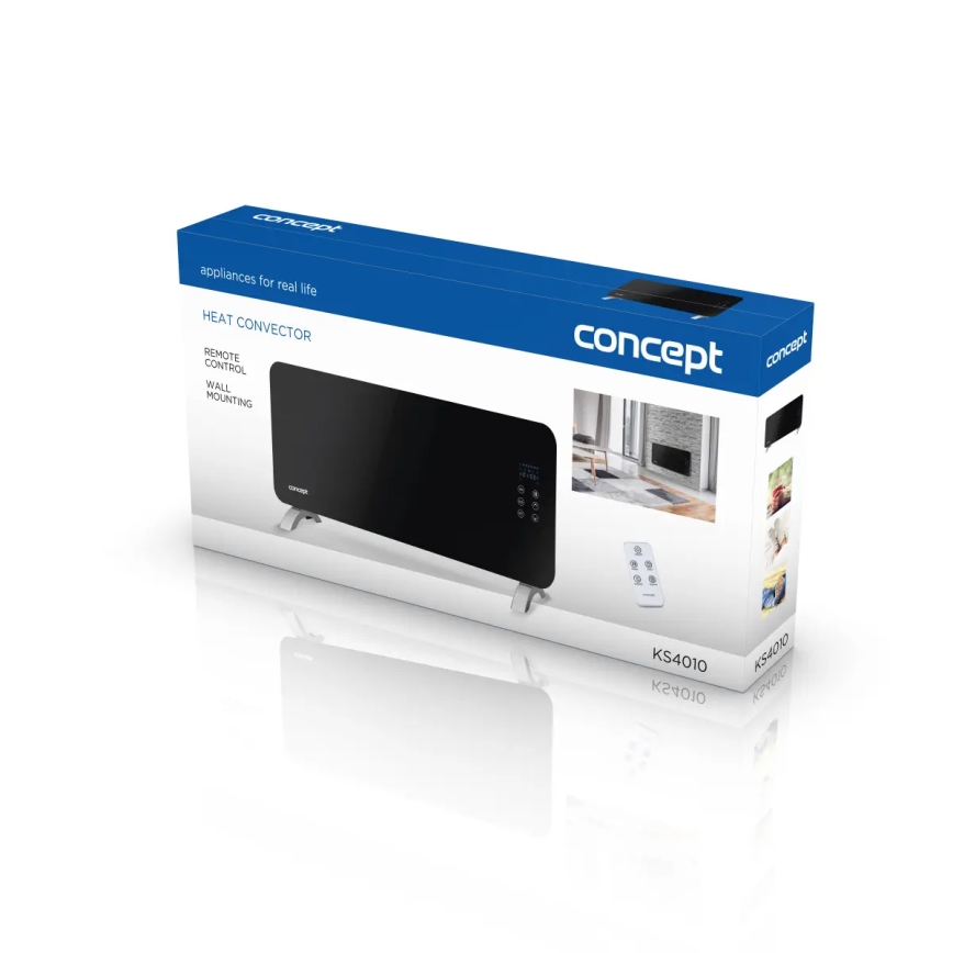 Concept KS4010 - Riscaldatore elettrico/termoconvettore 1000/2000W IP24 nero + telecomando