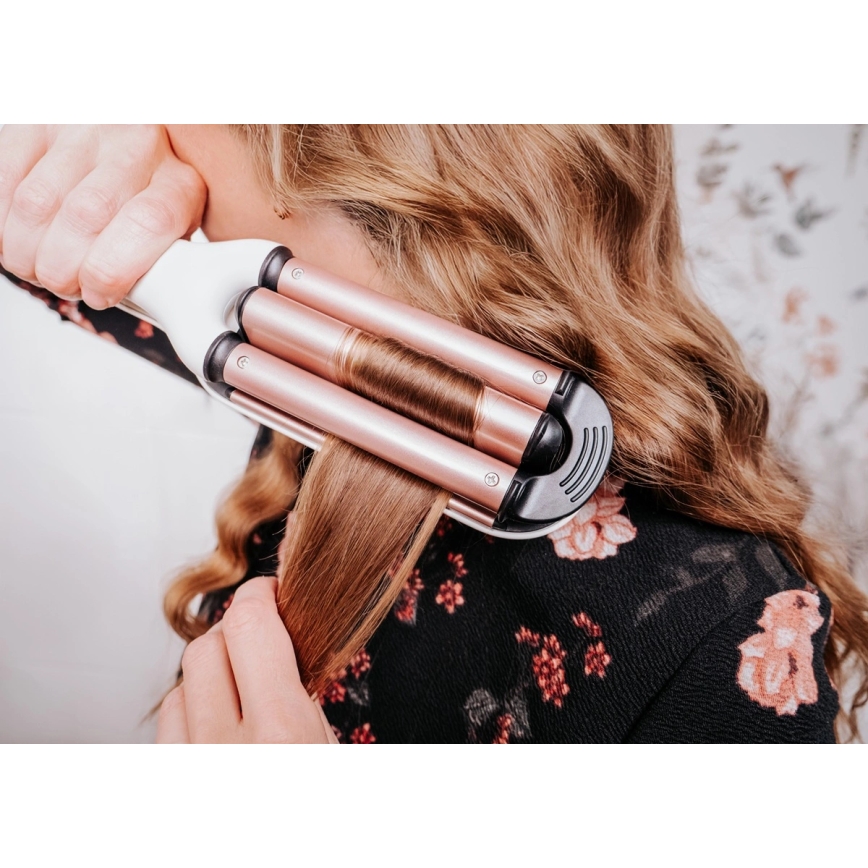 Concept KT2140 - Arricciacapelli triplo GLAM STYLE 100W/230V bianco/oro rosa