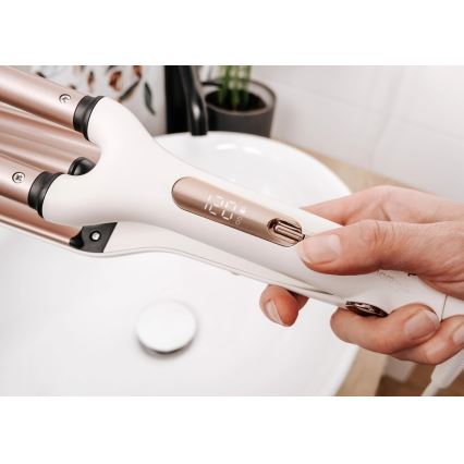 Concept KT2140 - Arricciacapelli triplo GLAM STYLE 100W/230V bianco/oro rosa